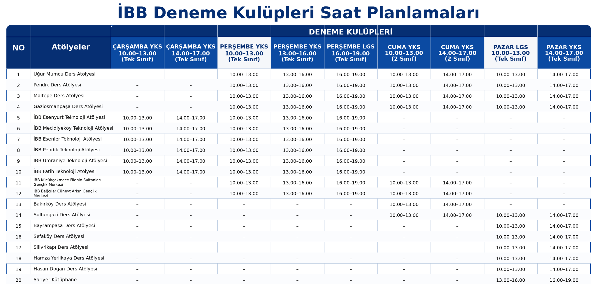 Deneme Gün ve Saatleri